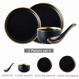 Black Porcelain Dishes Plates